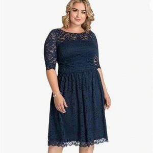 Kiyonna Indigo Blue Luna Lace Cocktail Dress